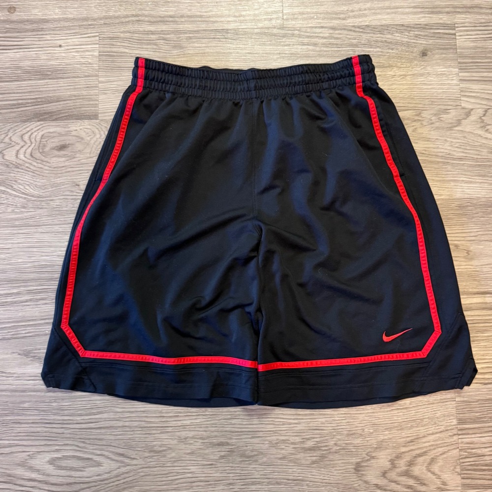 Vintage Y2K Nike Dri-FIT Basketball Shorts Black Red Baggy Large Mens
